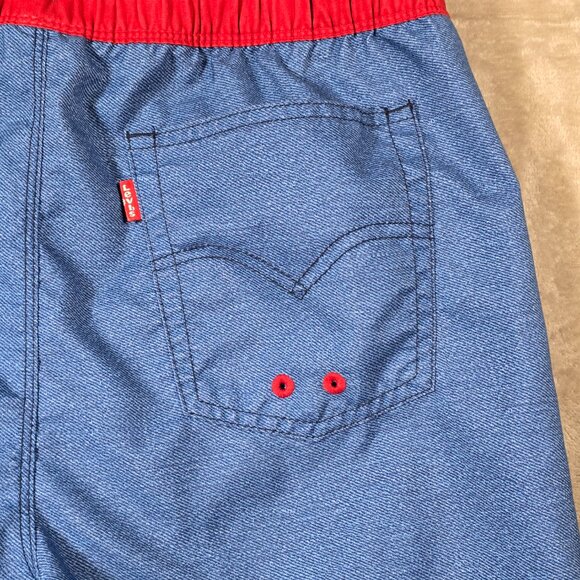 Levi’s Swim Trunks Youth XL Blue Red Logo Board Shorts 13–15 Yrs Lined - Picture 10 of 12